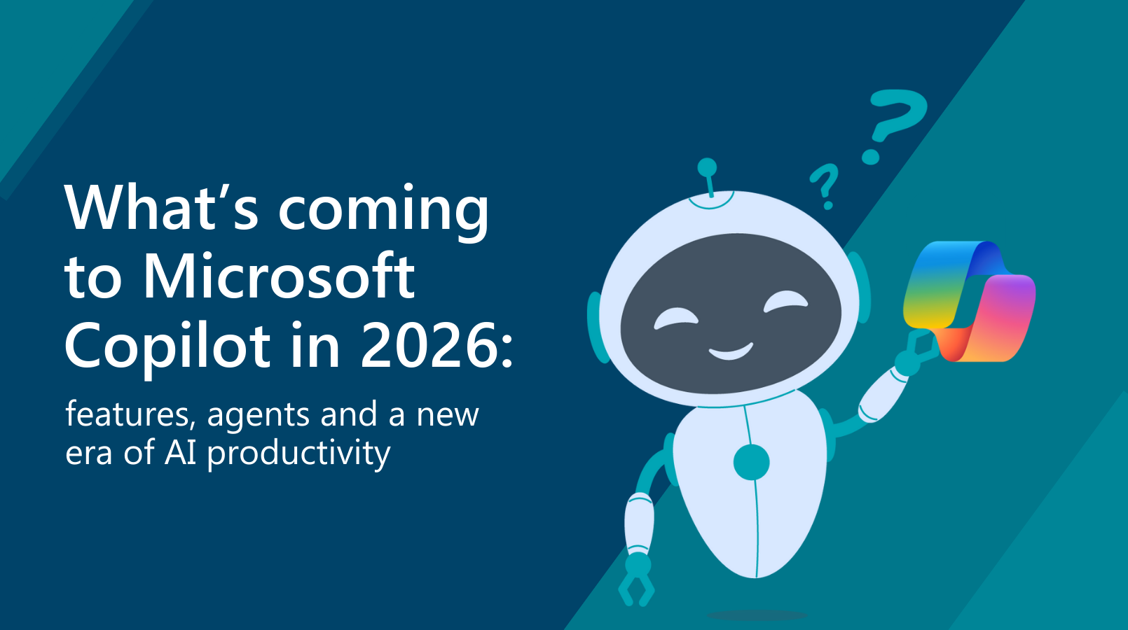 blog thumbnail robot with Microsoft Copilot logo